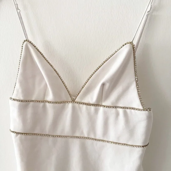 MESHKI Iyana Diamante Crystal Rhinestone White Mini Dress Size XS - Picture 4 of 8